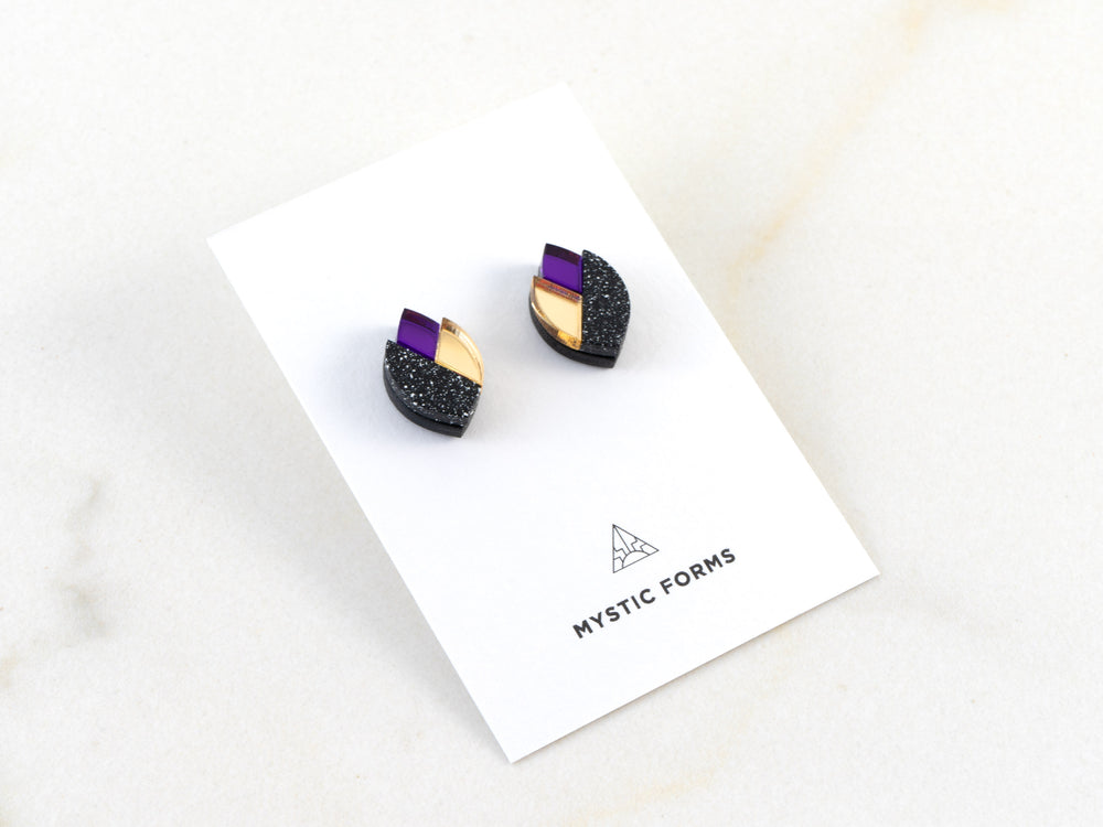 FORM092 LOTUS Studs - Black, Gold, Purple