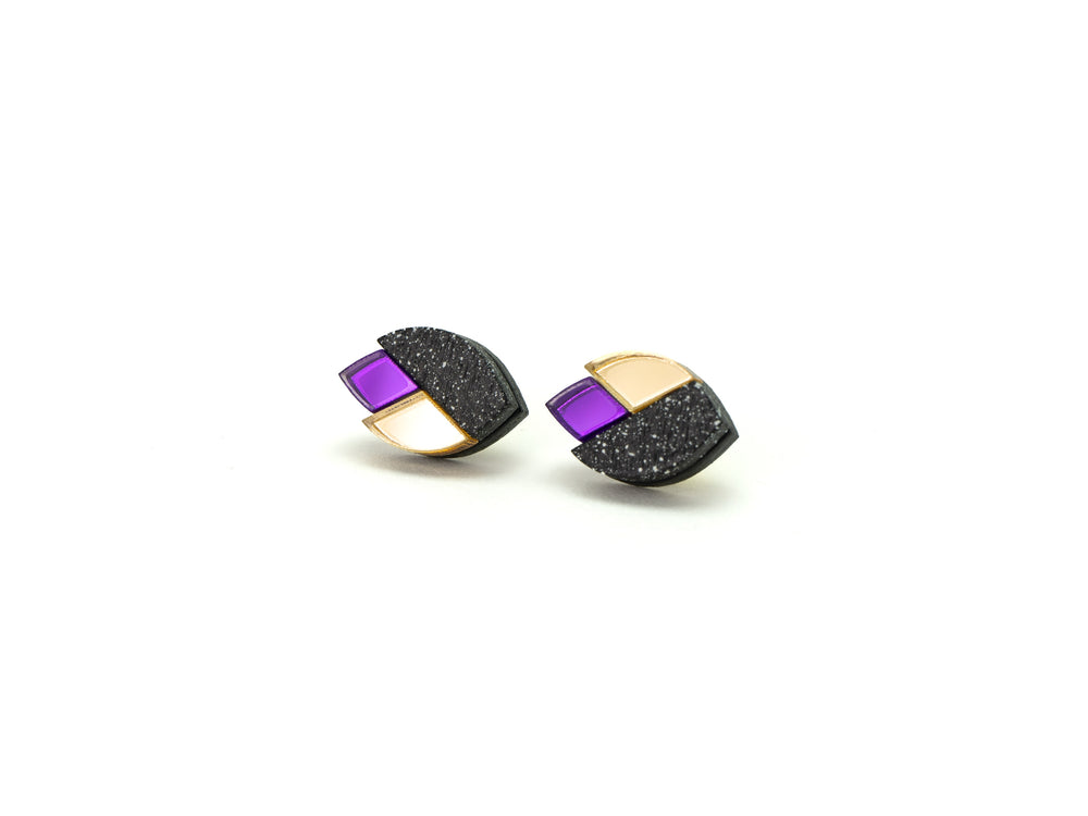 FORM092 LOTUS Studs - Black, Gold, Purple