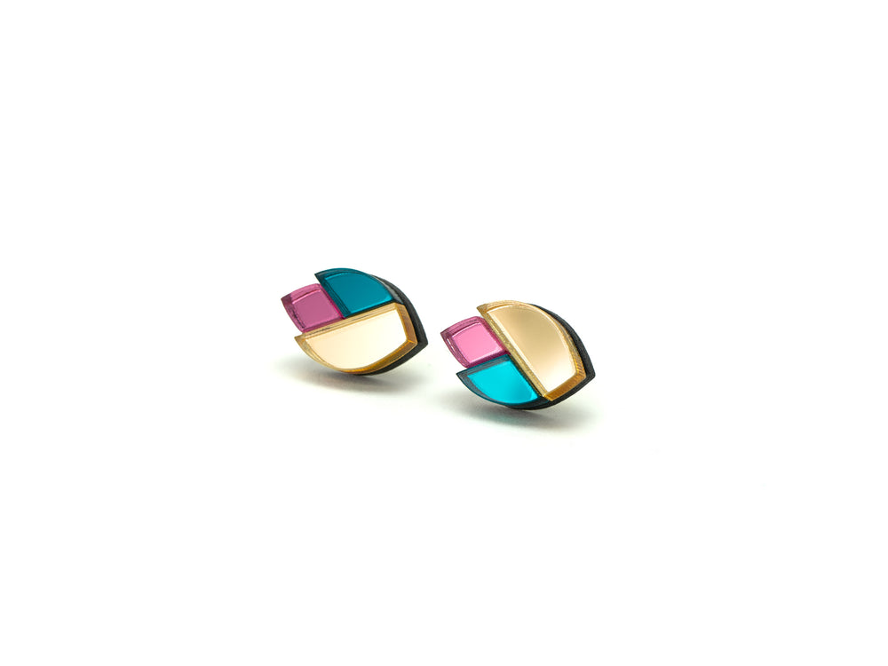 FORM092 LOTUS Studs - Gold, Teal, Babypink