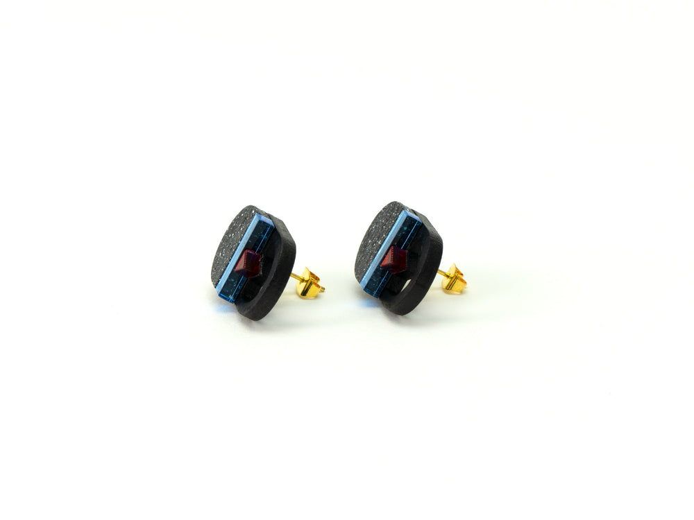 FORM093  KALI Studs - Black, Iceblue, Red