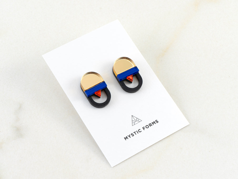 FORM093  KALI Studs - Gold, Blue, Orange