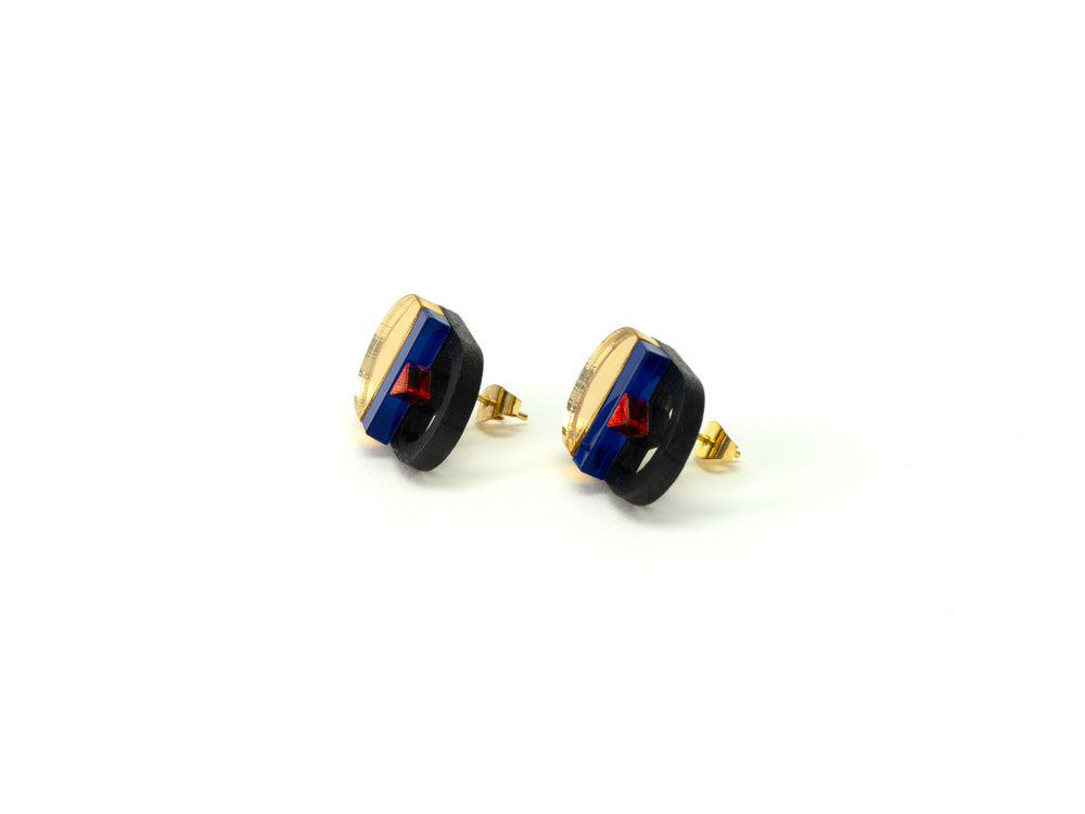 FORM093  KALI Studs - Gold, Blue, Orange