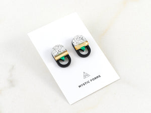 FORM093  KALI Studs - White, Gold, Green