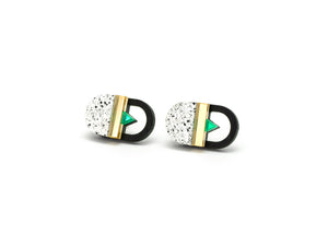 FORM093  KALI Studs - White, Gold, Green