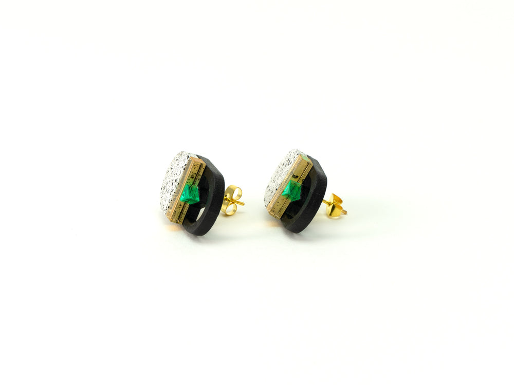 FORM093  KALI Studs - White, Gold, Green