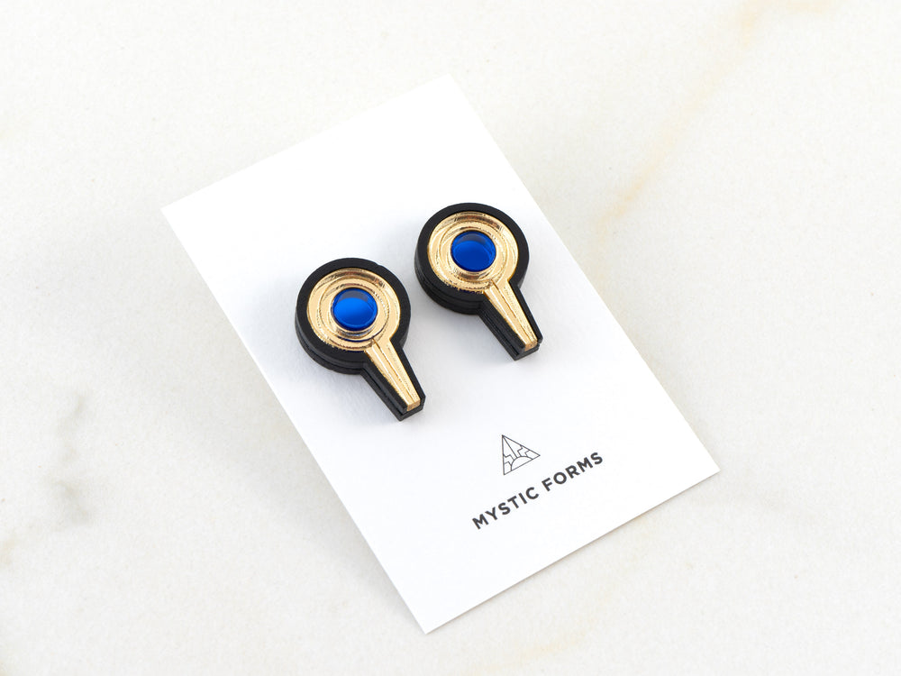 FORM094  LINGAM Studs - Black, Gold, Blue