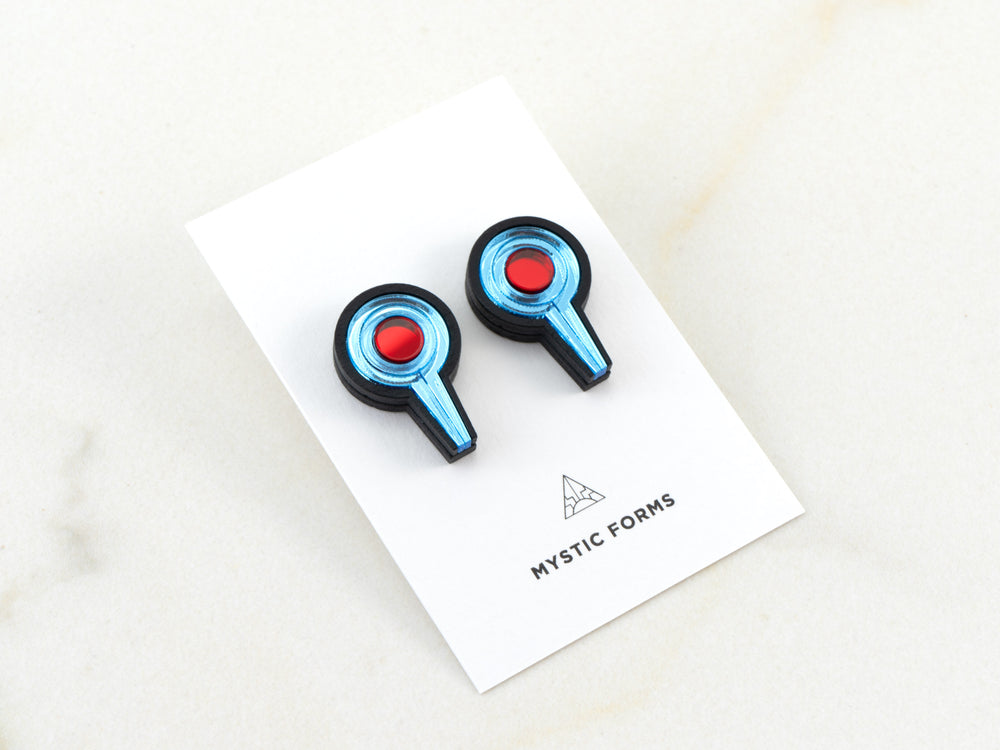 FORM094  LINGAM Studs - Black, Iceblue, Red