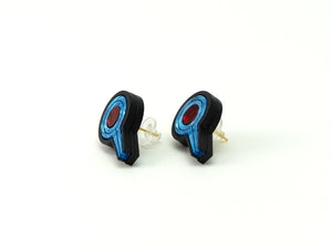 FORM094  LINGAM Studs - Black, Iceblue, Red