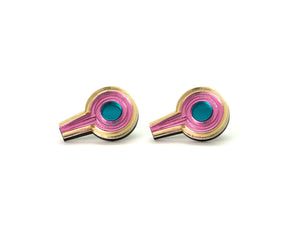 FORM094  LINGAM Studs - Gold, Babypink, Teal