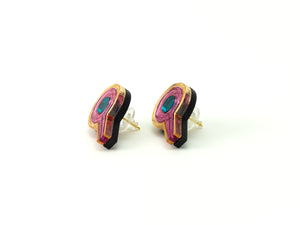 FORM094  LINGAM Studs - Gold, Babypink, Teal