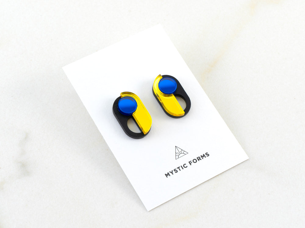 FORM095  GANESHA Studs - Yellow, Blue