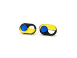 FORM095  GANESHA Studs - Yellow, Blue