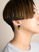 FORM095  GANESHA Studs - Yellow, Blue