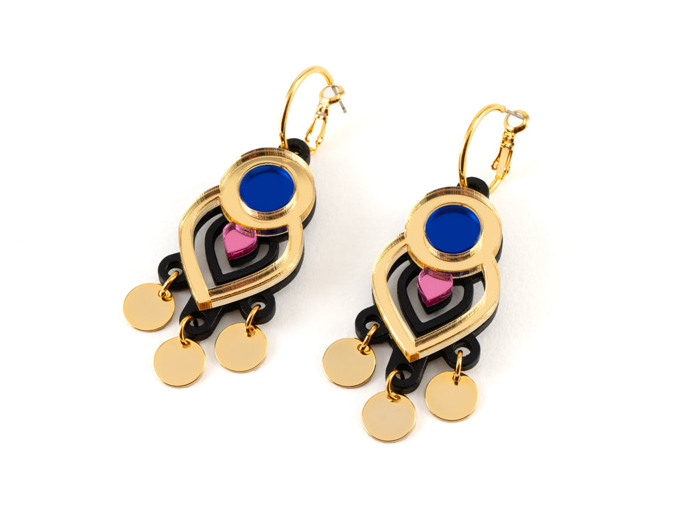 FORM097 LAKSHMI Hoops - Gold, Blue, Babypink