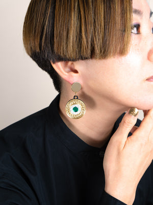 FORM100 KATHAKALI Studs - White, Green