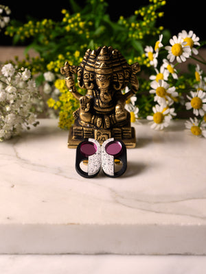 FORM095  GANESHA Studs - White, Babypink